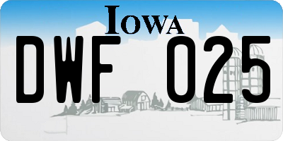 IA license plate DWF025