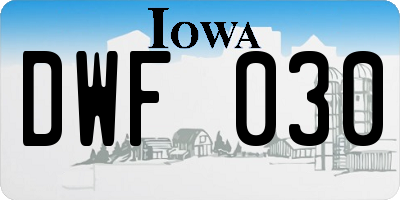 IA license plate DWF030