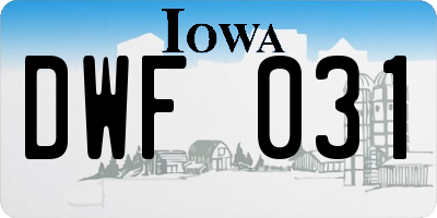 IA license plate DWF031