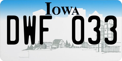 IA license plate DWF033