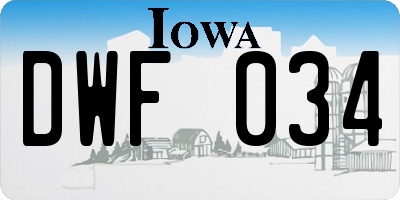 IA license plate DWF034