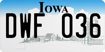 IA license plate DWF036