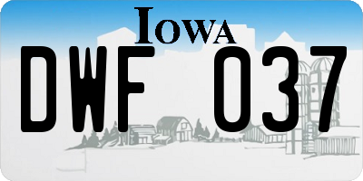 IA license plate DWF037