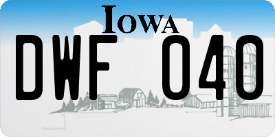 IA license plate DWF040