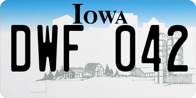 IA license plate DWF042