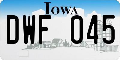 IA license plate DWF045