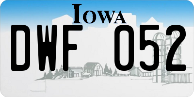 IA license plate DWF052