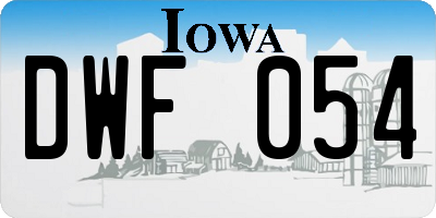 IA license plate DWF054