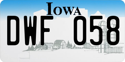 IA license plate DWF058
