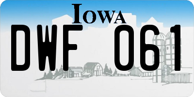 IA license plate DWF061