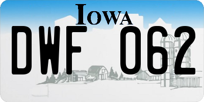 IA license plate DWF062
