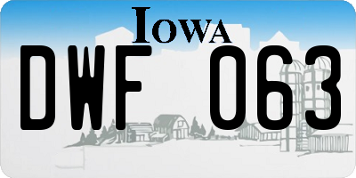 IA license plate DWF063