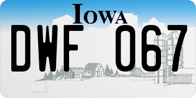 IA license plate DWF067