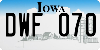 IA license plate DWF070