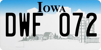IA license plate DWF072