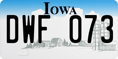 IA license plate DWF073