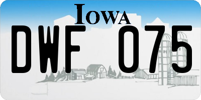 IA license plate DWF075