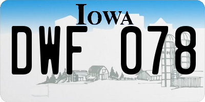 IA license plate DWF078