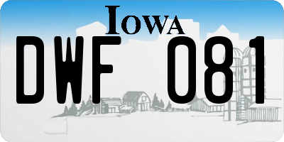 IA license plate DWF081