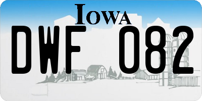IA license plate DWF082
