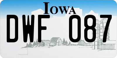 IA license plate DWF087