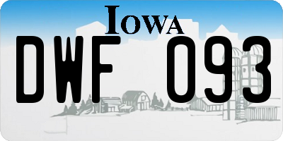 IA license plate DWF093