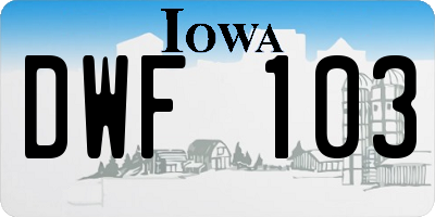 IA license plate DWF103