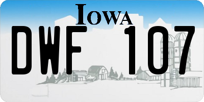 IA license plate DWF107