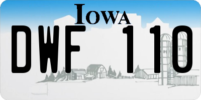 IA license plate DWF110