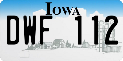 IA license plate DWF112