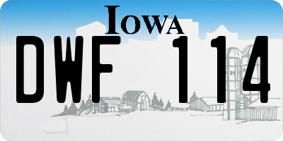 IA license plate DWF114