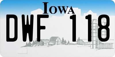 IA license plate DWF118