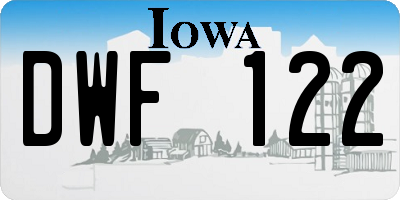 IA license plate DWF122