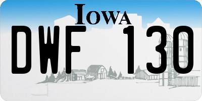IA license plate DWF130