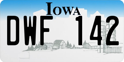 IA license plate DWF142