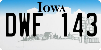 IA license plate DWF143
