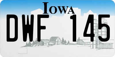 IA license plate DWF145