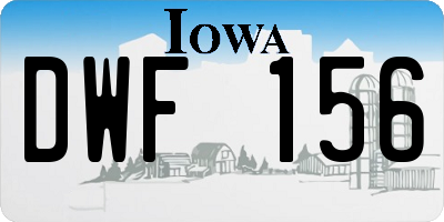 IA license plate DWF156