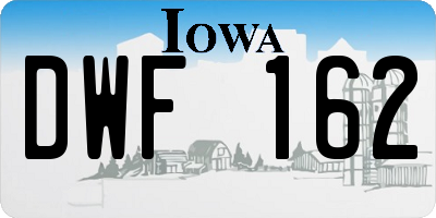 IA license plate DWF162