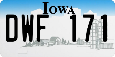 IA license plate DWF171