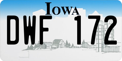 IA license plate DWF172