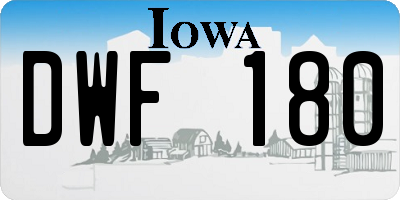 IA license plate DWF180