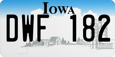 IA license plate DWF182