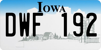 IA license plate DWF192