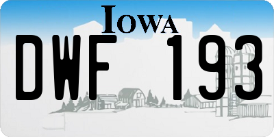 IA license plate DWF193