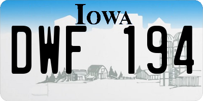 IA license plate DWF194