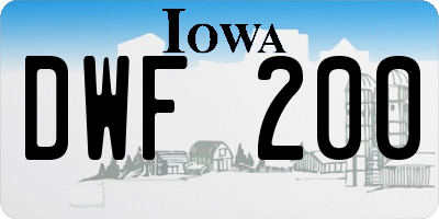IA license plate DWF200