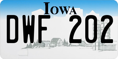 IA license plate DWF202