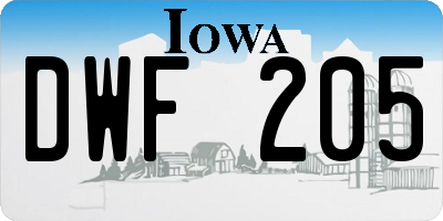 IA license plate DWF205