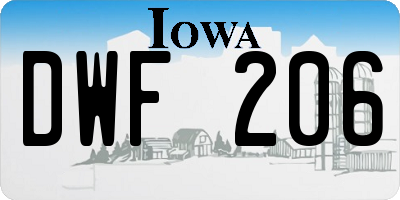 IA license plate DWF206